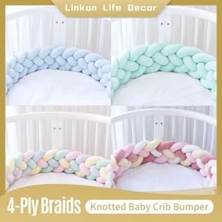 4-ply Braid Knotted Plush Crib Bumper, 4 Strands Baby Bed Bumper, Cradle Bumper Pad, Crib Bumper Cus