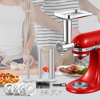 KitchenAid Food Grinder Attachment Stand Mixer Accessories FGA Slicer and Shredder Meat Stuffer Burger Press For Stand Mixer Artisan Fine Coarse Grinding Plate Grind Meat Sausage Vegetables Cheese For KitchenAid