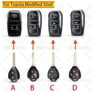 Modified Flip Remote Key Case For Toyota Rav4 Camry Hiac Corolla Hilux Fortuner Innova Key Shell Toy43 Blade 2/3/4 Button