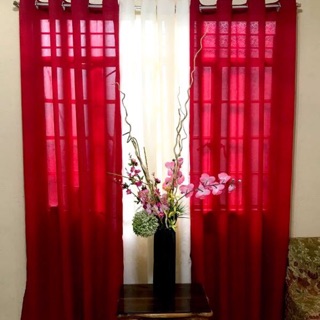 Red Cotton Ring Curtains - Sold Per Piece