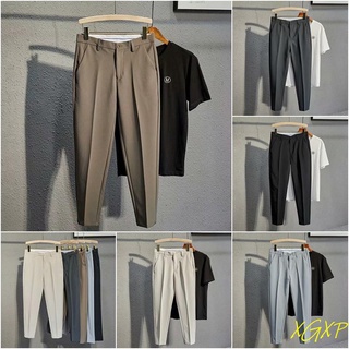 【ST Shop】Summer nine-point pants men's Korean version of plain oversized thin fashion slim straight trousers