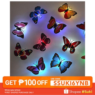 Color Changing LED Night Light Home Room Desk Wall Decor Butterfly Wall Stickers