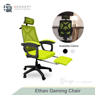 Qoncept Ethan - Ergonomic Office Gaming Chair Fully Adjustable Reclining Mesh Back (w/ Foot Rest) (3)