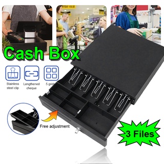 Cash Box Drawer for Store 5 Grid Bills Tray 4 Coins Tray Anti-Rust Heavy Duty Cash Register Organize