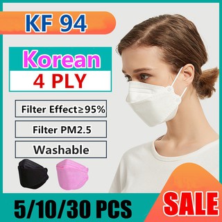 5pcs KF94 Mask 10/20/30Pcs KF94 Face Mask Washable 10pcs/5pcs Original Korea Black/Pink/White Adult
