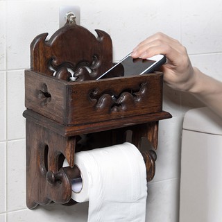 Vintage Wood Paper Towel Rack Toilet Paper Rack Toilet Tissue Box Bathroom Roll Holder Toilet Paper