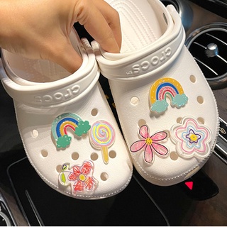 Pins Jibbitz for Crocs-Cartoon cute flower rainbow hole shoe accessories crocs shoe buckle shoe flower