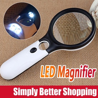 Handheld Illuminated Magnifier 3X 45X Microscope Magnifying Glass With 3 LED Light Aid Reading Loupe