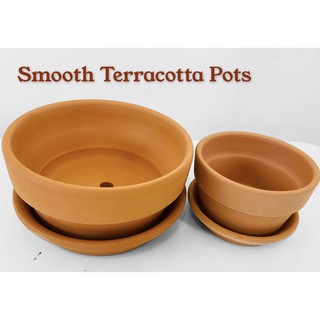 SALE!!! Smooth Terracota / Clay Pots with Catchplate
