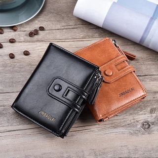 Cowhide Leather Checkbook Card Holder Bifold Wallet for Men