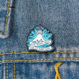 Rich-Cartoon Shark Wave Letter Enamel Brooch Pin Denim Jacket Collar Backpack Badge