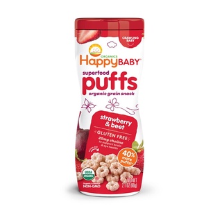 Happy BabyHappyBABY Baby Snacks Add Choline Organic Rainbow Puff Strawberry Flavor 60g/Can Infant F