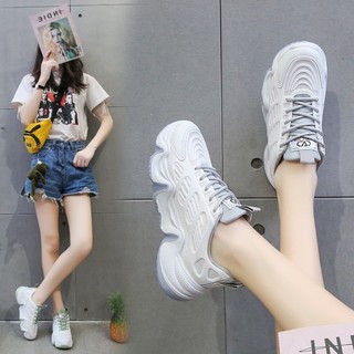 Bestseller Korea Fashion Wedge WHite Shoes Low Cut Casual Students Rubber Sneakers