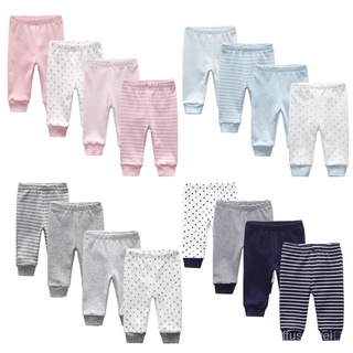 4 pieces combination newborn boys and girls baby pants 100% cotton soft baby baby striped trousers waist elastic 0-12M