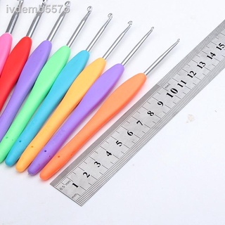 ◙✷Knitting Tool Crochet Tool Alumina Silicone Soft Handle Candy Color Wool Crochet Suit Wear-resista