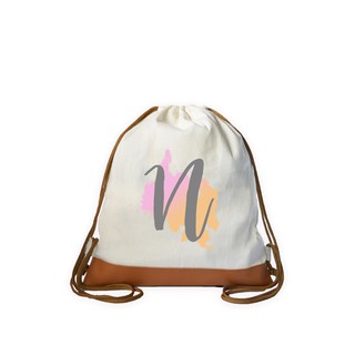handbag ♝Ink Splatter Initial Drawstring bag N♟