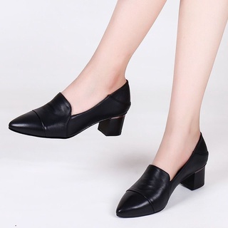 recyejd7gy2021 spring new mid-heel shallow mouth pointed toe single shoes British style thick heel p