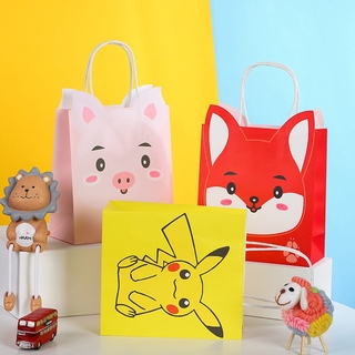 Cartoon Kraft paper Gift Bag Cute Aniamls Paper bag for Gift Wrapping Birthday Party decoration