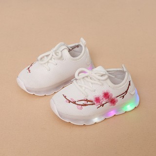 kids LED lighting up embroidered shoes boys girls sneakers