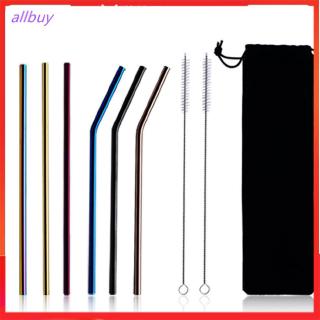 allbuy] Portable Stainless Steel Straw Reusable Metal Straw Drinking Tube Clean Brush