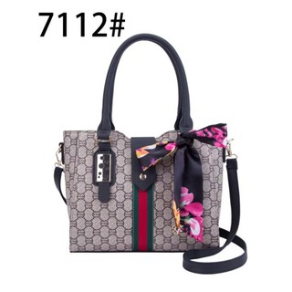 Korean shoulder bag Inclined handbag women's Leather handbag Bags Free Ribbon #7112