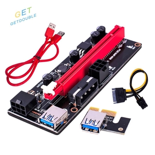 [GB]【NEW】PCI Express Riser Card USB 3.0 Cable PCI-E 1X to 16X Extender Adapter 4Pin 6Pin Power for GPU Mining Miner