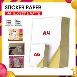 Qjoq.ph (20 | 100 pcs) Printable Inject Sticker paper Matte, Glossy & Kraft A6 | 90gsm