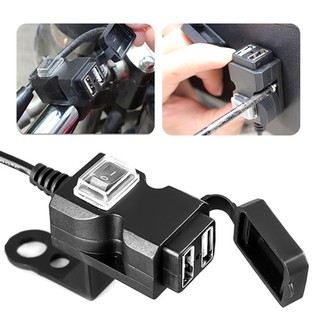12-24V/9-90V Dual USB Ports Motorcycle Handlebar Rearview Mirror Phone Charger J23