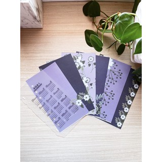 Floral Purple Dashboard Set of 7 or blank sheets for a7, a6, a5, b6 planners