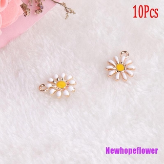 NFPH❦ 10Pcs/Set Enamel Alloy Sunflower Shape Charms Pendant Diy Craft Jewelry Making