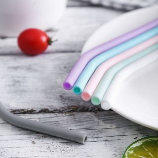 Silicone Candy Colors 2 Straws + Brush & Pouch Set. (7)