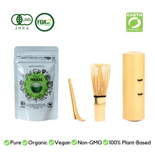 Matcha Travel Set With Organic Matcha Bamboo Chashaku Tea Scoop Chasen Whisk and Cha-ire Caddy (1)