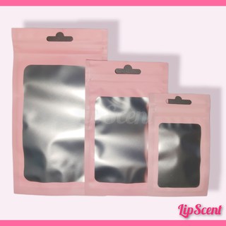 Ziplock Pouch Bag Matte Pink Aluminum Foil Window Storage Packaging Bag