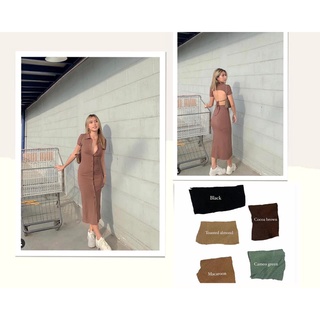 BECCA BACKLESS DRESS Knitted Dresses Dainty Longdress Taytay Tiangge Nude Black Cameo Green Black (1)