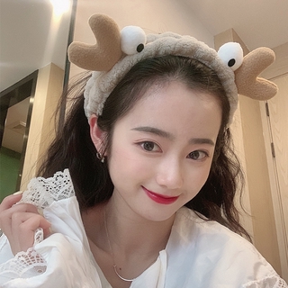 Korean Style Plush Cartoon Face Wash Headband Hairy Creative Crab Headband Simple High Elastic Girl Hair Band Woman Hair Accessories