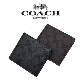 COACH74993 Men's leather short wallet/coin wallet/C-pattern classic wallet
