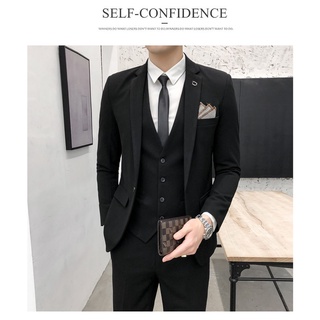 SuitMen's Slim Fit Korean Style Casual Suit Suit nan tao zhuang Business Groom Best Man Wedding Dres