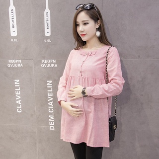 Maternity Dress Long Sleeves Loose Plus Size Pregnant Blouse Tops dH5m