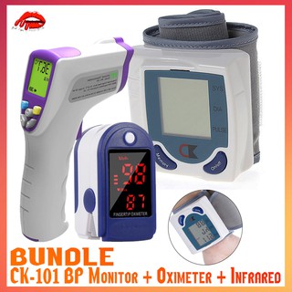 (BUNDLE) 3 IN 1 CK-101 Automatic Digital Wrist Blood Pressure Monitor WITH Digital Forehead Thermome