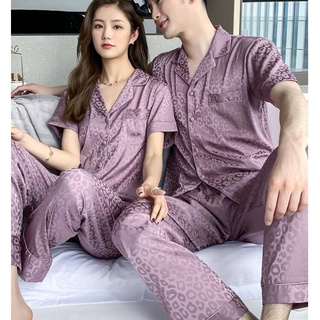 2021 Jacquard Silk Pajamas Short Sleeves Couple Pajama Women Sleepwear
