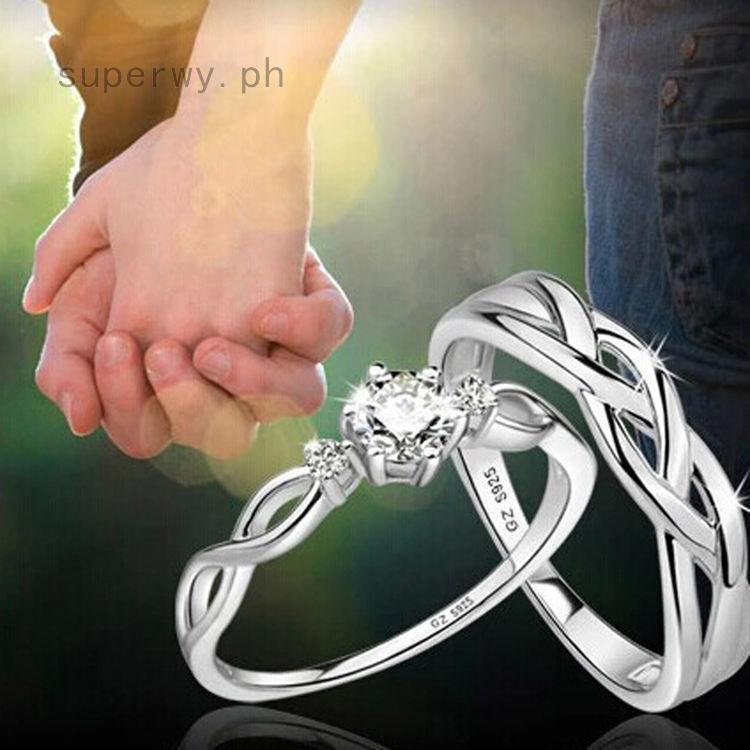 925 Sterling Silver Love Intertwined Opening Couple Ring (1)