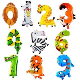 16 "cartoon animal number aluminum foil balloon, children's birthday, party, party decoration needs balloons
