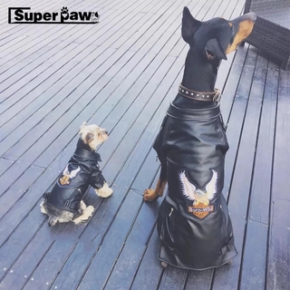 Fashion Pet Dog PU Leather Jacket Waterproof Coat For Small Medium Large Dogs Doberman Schnauzer Bul