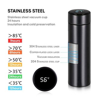 ﺴ#xsb-00032 New Stainless Steel Thermos Vacuum Cup Tumbler Flask Shows Temperature Water bottle 500m (7)