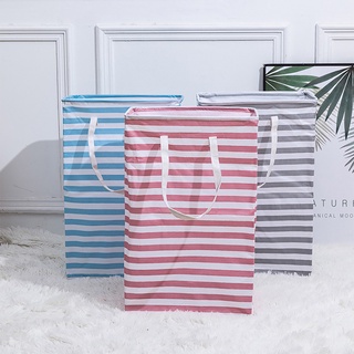 Striped Moisture-proof Dirty Clothes Basket Foldable Storage Storage Bag Home Supplies Pouch Small