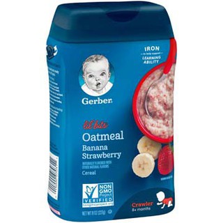 baby cereal GERBER LIL BITS OATMEAL BANANA STRAWBERRY BABY CEREAL, 8 OZ. IMPORTED FROM THE USA.