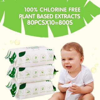 #cotton∈[Local Ready Stock]Einmilk Baby Wet Wipes Unscented 80 sheets Moist Wet Tissue 100% Chlorine