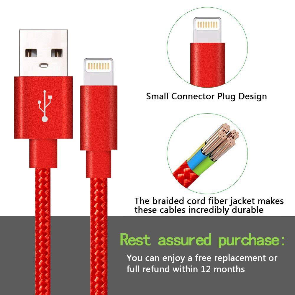 1/2/3M Heavy Duty Braided Lightning Charger Cable For iPhone (5)