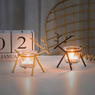 Nordic Ins Geometric Golden Deer Scented Candle Wrought Iron Candlestick (5)