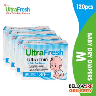 BelowSrp Grocery Ultrafresh Ultra Thin Tape Diapers Medium 120s for Babies 6-11 kg or 13 to 24 lbs